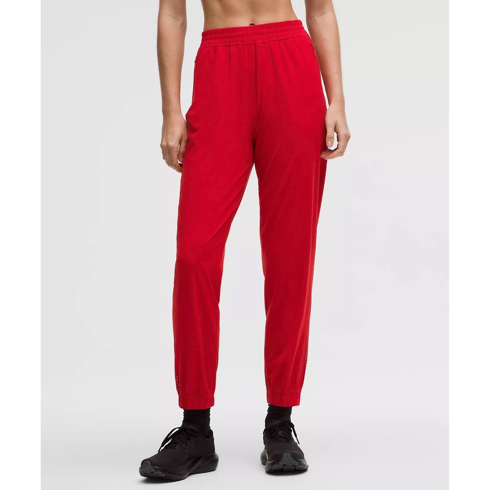 Lululemon Adapted State MR Jogger Perf Stripe Red Women Size 8 LW5HZLS